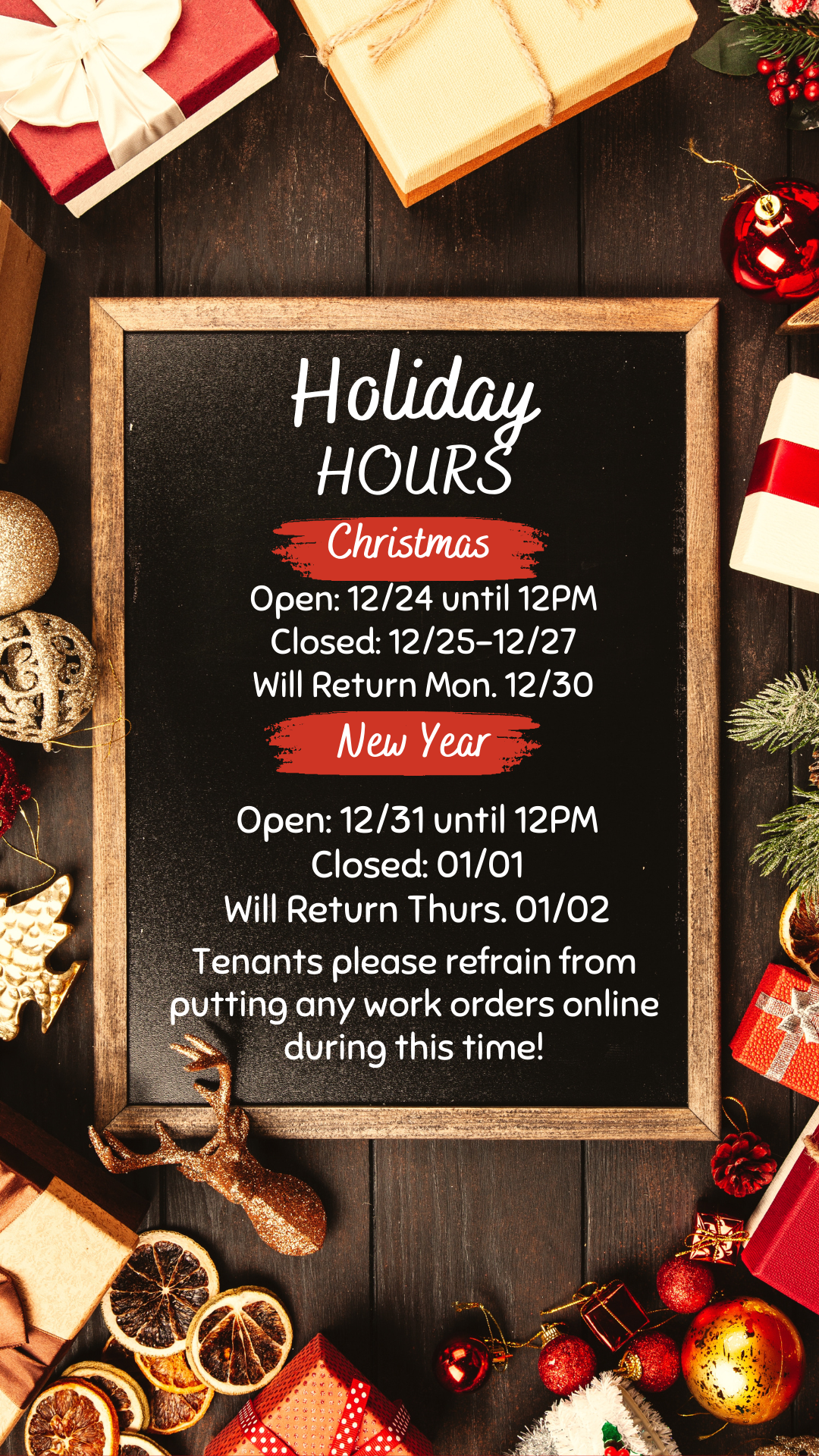 Holiday Schedule